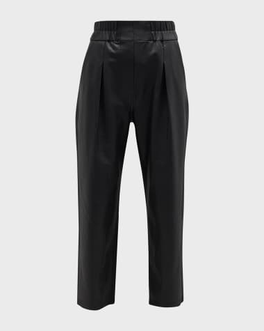 Brochu Walker Fiera Pleated Cropped Vegan Leather Pants
