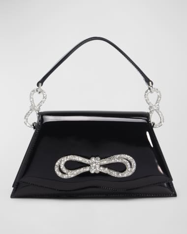 MACH & MACH Samantha Medium Double Bow Patent Top-Handle Bag