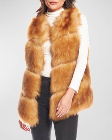 Brown Faux Fur Vest Womens, Brown Fur Vest, Women's Fur Vest Golden  Autumn