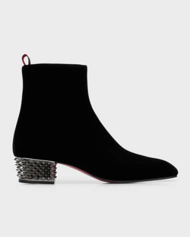 Christian Louboutin Men's Rosalio 40 Velvet Ankle Boots
