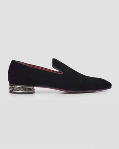 Christian Louboutin Mix Spiked Patent Leather & Mesh Flats in Black