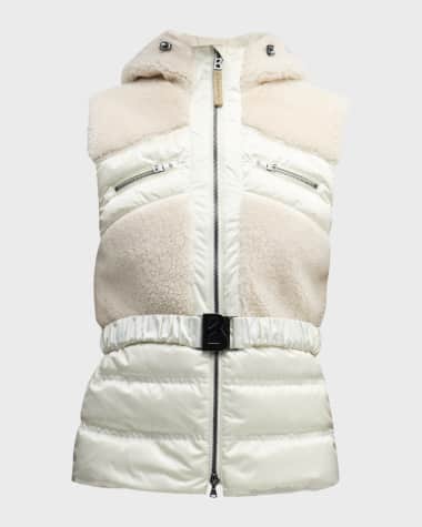 Bogner Minka Shearling Hybrid Vest with Hood