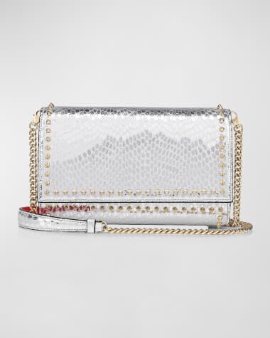 Christian Louboutin Paloma Clutch in Metallic Leather with Spikes