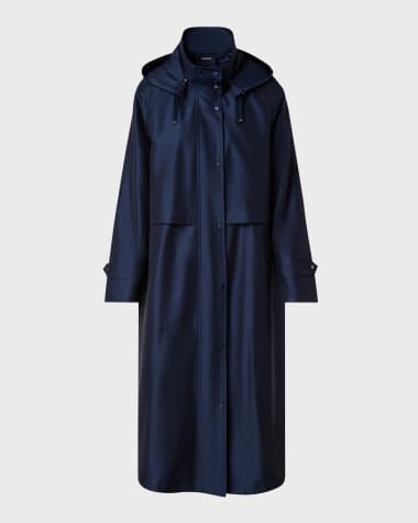 Akris Detachable Hooded Silk Taffeta Coat With Detachable Padded Lining