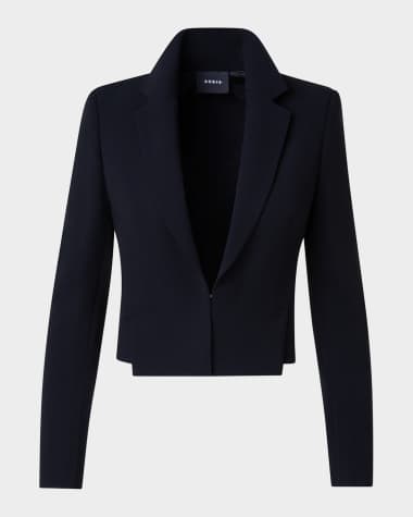 Akris Single-Breasted Slits-Hem Wool Double-Face Crop Jacket