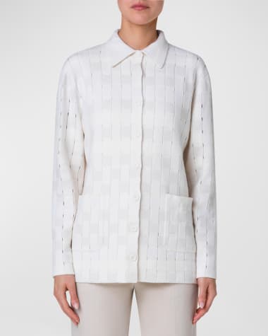 Akris Cashmere and Wool Braided Knit Long Cardigan