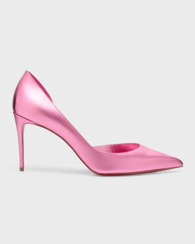 Christian Louboutin Pink Suede Crystal Embellished New Riche Peep Toe Pumps  Size 38 Christian Louboutin