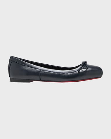 Christian Louboutin Mamadrague Napa Bow Red Sole Ballerina Flats