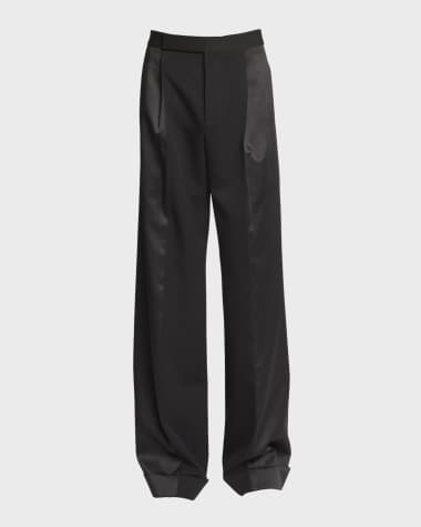 Saint Laurent Men's Grain De Poudre Straight-Leg Pants