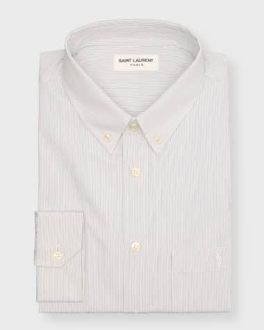 Saint Laurent Men's Striped Poplin Dress Shirt