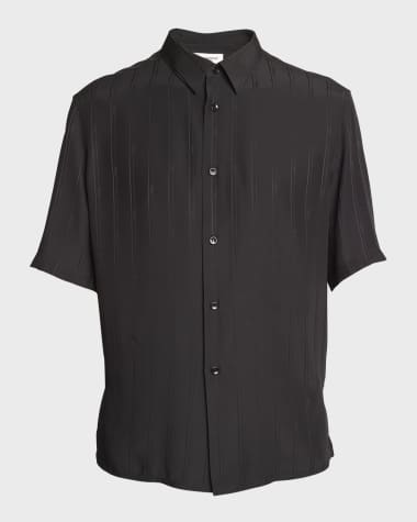 Saint Laurent Men's YSL Tonal Striped Dress Shirt