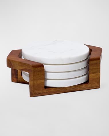 Nambe Chevron Coaster Set with Holder