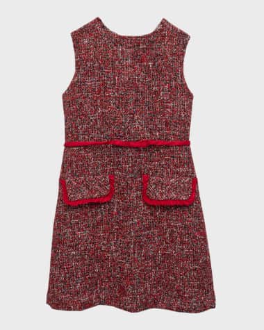Helena Girl's Multicolor Textured Tweed Dress, Size 2-6