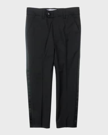 Appaman Boy's Slim-Cut Tuxedo Pants, Black, Size 3-14