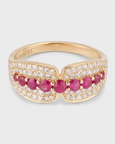 Kastel Jewelry 14K Albi Ruby and Diamond Band Ring, Size 7