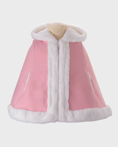 Rachel Riley Girl's Faux Fur Trim Cape, Size 2-8
