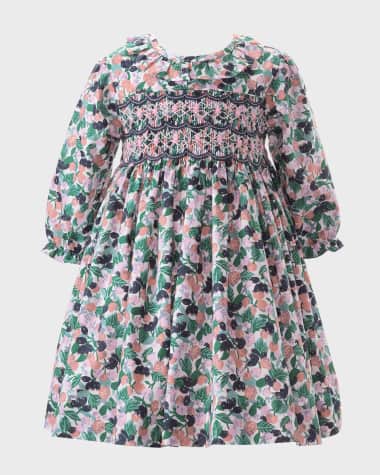 Rachel Riley Girl's Berry Floral Smocked Dress, Size 6M-24M
