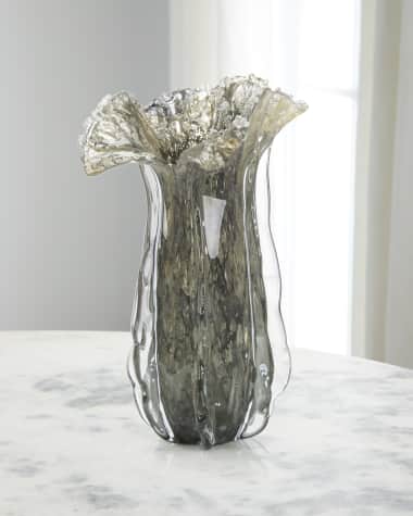 John-Richard Collection Grey Handblown Eruption Vase I