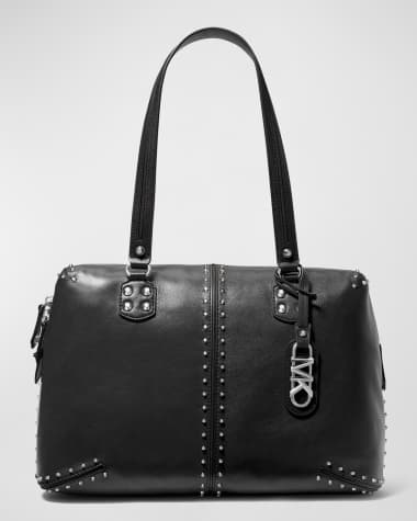 $130 Neiman Marcus Women's Black Star Studded Tassel Crossbody Purse Bag