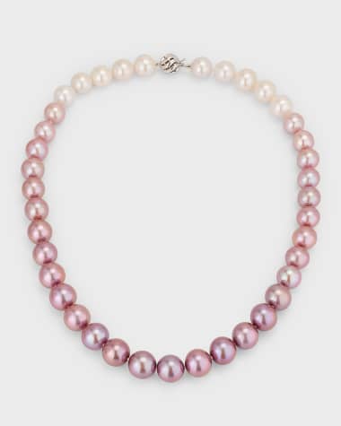 Belpearl 18K White Gold Purple Ombre Pearl Necklace, 10-12mm