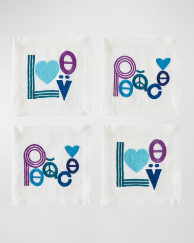 Jonathan Adler Love and Peace Cocktail Napkins, Set of 4