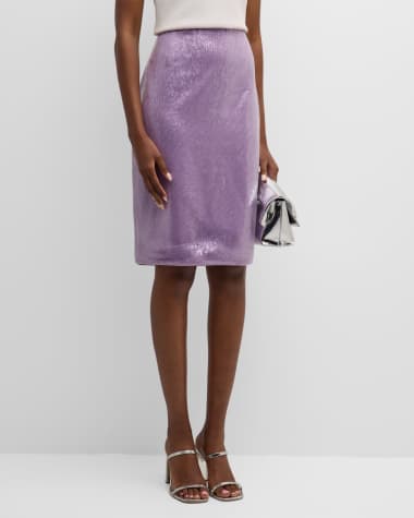 Milly Adley Straight Sequin Midi Skirt