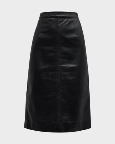Nili Lotan Leonie Leather Slim Midi Pencil Skirt