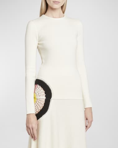 Gabriela Hearst Phoebe Knit Top with Crochet Detail