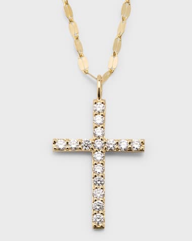 LANA 14K Yellow Gold Flawless Everyday Diamond Cross Necklace