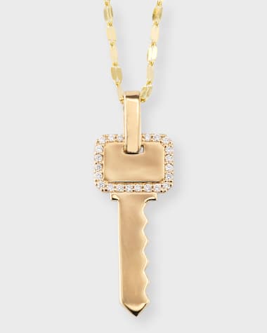 Gold & Crystal LV Button Toggle Necklace
