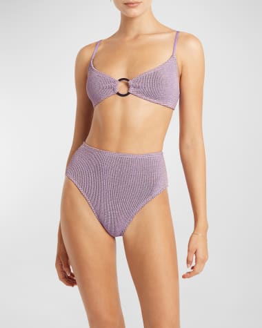 Ribbed Purple High Waist Bikini Bottom – Xandra Swimwear
