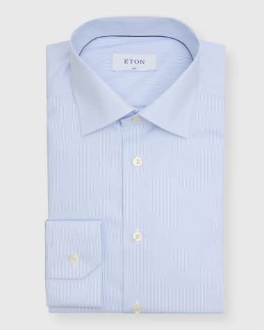 Eton Men's Contemporary Fit Micro-Stripe Dress Shirt