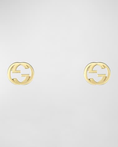 Gucci 18K Yellow Gold Interlocking G Stud Earrings