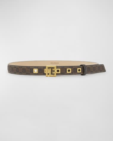 Balmain PB-Monogram Skinny Belt
