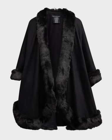 Sofia Cashmere Faux Fur Trim Cashmere Cape
