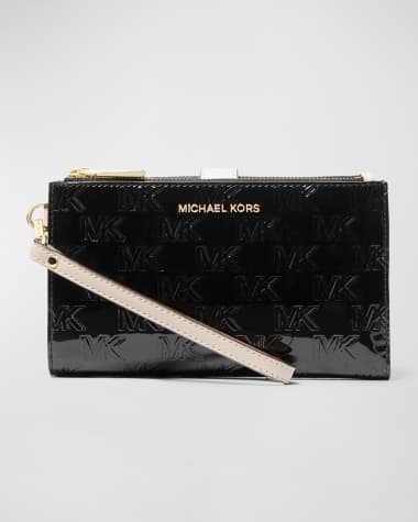 Michael Kors MK Jet Set Travel Double Zip Phone Wristlet Wallet Poppy MK  Signature/Gold Tone - Michael Kors wallet 