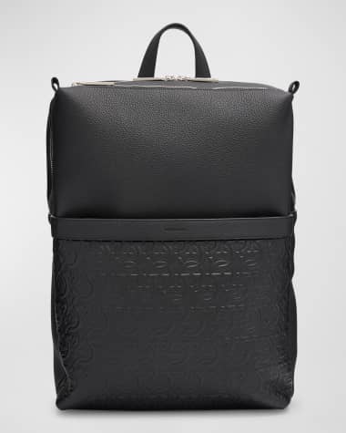 Ferragamo Men's Embossed Gancini Leather Backpack