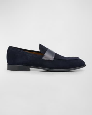 Ferragamo Men's Funes Suede Penny Loafers