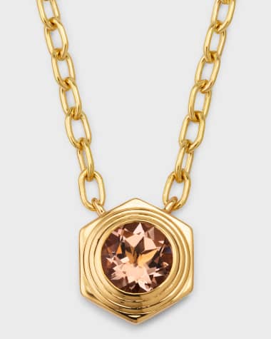 Harwell Godfrey Hexed Single Morganite Pendant Necklace