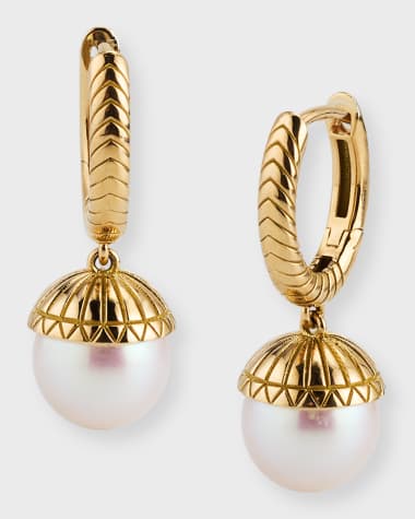 Harwell Godfrey White Pearl Drop Huggie Earrings