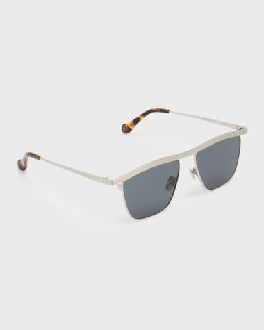 Nanushka Noran Grey Stainless Steel & Plastic Aviator Sunglasses