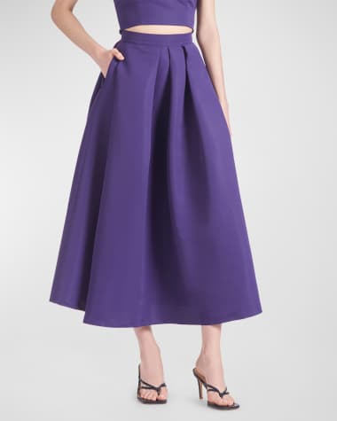 Sachin & Babi Leighton Pleated A-line Midi Skirt