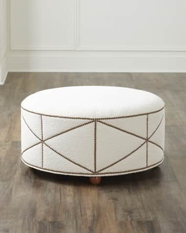 Old Hickory Tannery Studdington Nail-Trimmed Ottoman