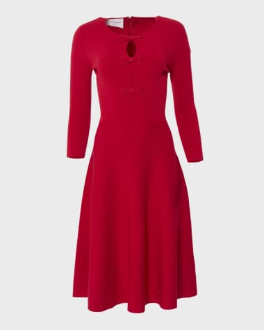 Carolina Herrera Knit Midi Dress with Bow Detail