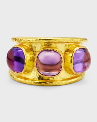 Elizabeth Locke 19K Amethyst Tapered Cigar Band Ring, Size 6.5