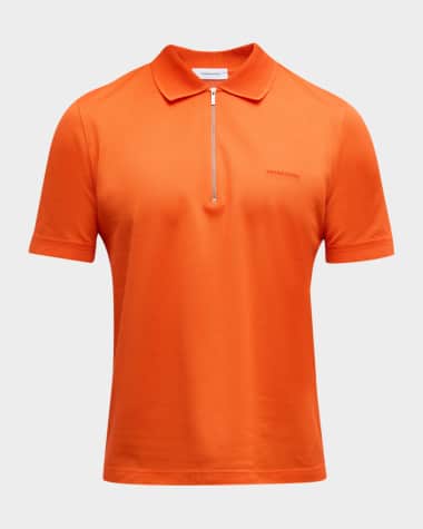 Ferragamo Men's Zip Logo Polo Shirt