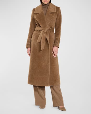 Belted Double Face Hooded Wrap Coat - Luxury Coats and Jackets