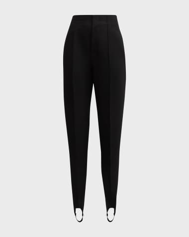 Bottega Veneta High-Rise Pintuck Straight-Leg Stirrup Trousers