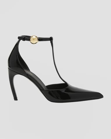 Ferragamo Odette Patent T-Strap Pumps