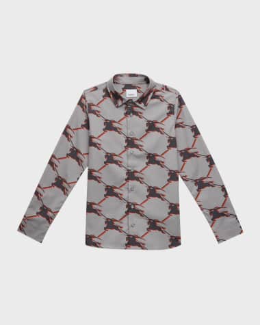Burberry Boy's Owen Equestrian Knight Design-Print Button Down Shirt, Size 3-14